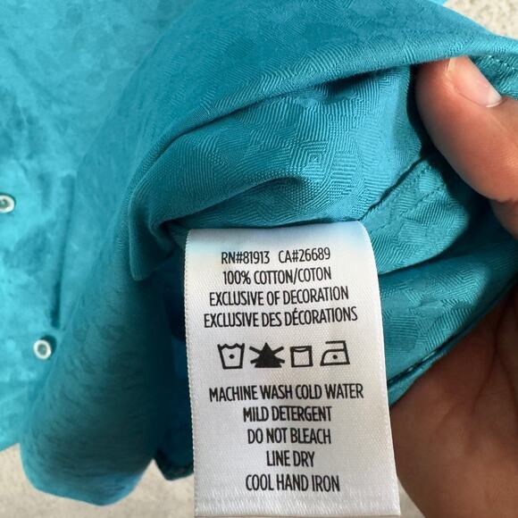 Robert Graham Shirt Men 1XLT Blue Button Up Geometric - Picture 7 of 9